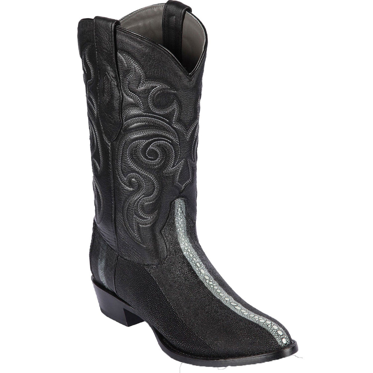 Los Altos Boots Boots Men's Genuine Stingray Row Stone Round Toe Boots Black Color - Los Altos Boots