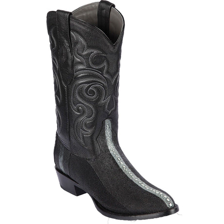 Los Altos Boots Boots Men's Genuine Stingray Row Stone Round Toe Boots Black Color - Los Altos Boots