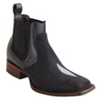 Los Altos Boots Boots Men´s Genuine Stingray Skin Single Stone Wide Square Toe Ankle Boots Black Color - Los Altos Boots