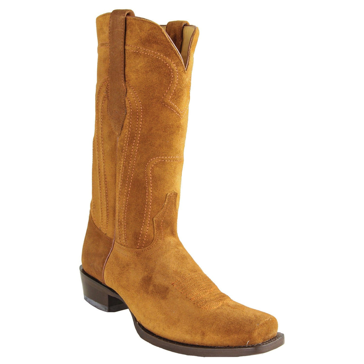 Los Altos Boots Boots Men's Genuine Suede Leather 7x Toe Boots Cognac Color - Los Altos Boots