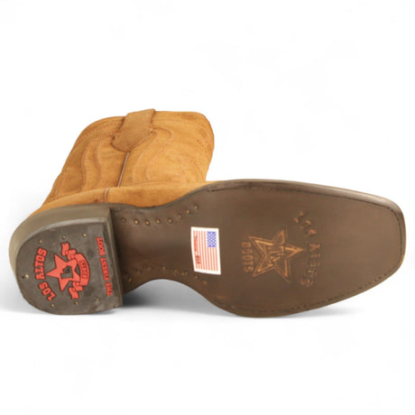 Los Altos Boots Boots Men's Genuine Suede Leather 7x Toe Boots Cognac Color - Los Altos Boots