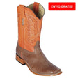 Western Genuine Smooth Ostrich Skin Rodeo Wide Square Toe Boots Moka Color - Los Altos Boots - Side View 