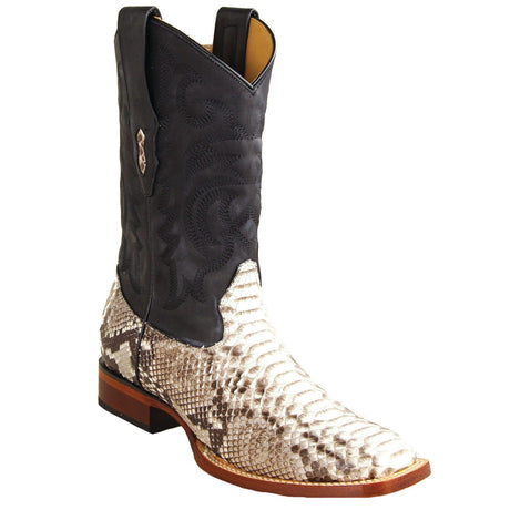 Los Altos Boots Boots Natural / 6 / EE Men's Genuine Python Skin Rodeo Wide Square Toe Boots Nobuck Colors - Los Altos Boots
