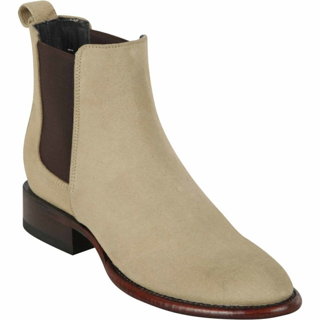 Western Genuine Nobuck Leather Round Toe ANkle Boots Oryx Color - Los Altos Boots