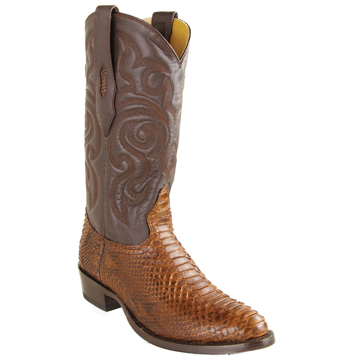 Los Altos Boots Boots Porto Brown / 6 / EE Men's Genuine Python Round Toe Boots - Los Altos Boots