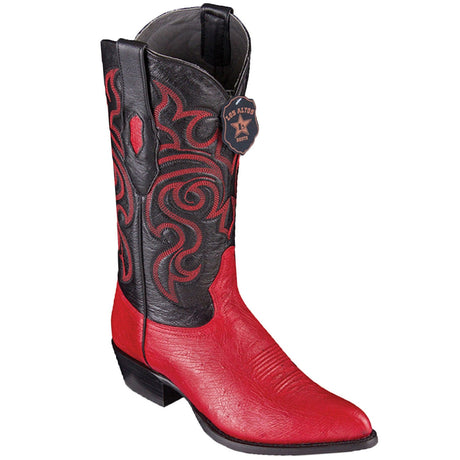 Los Altos Boots Boots Red / 6 Men's Genuine Smooth Ostrich Skin J Toe Boots - Los Altos Boots