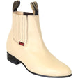 Western Genuine Deer Leather ROund Toe Charro Ankle Boots Oryx Color - Los Altos Boots 