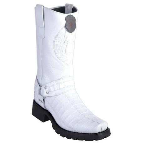 Los Altos Boots Boots White / 6 Men's Los Altos Caiman Tail Skin Biker Boots 55T01