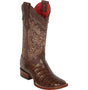 Los Altos Boots Boots Women's Genuine Caiman Belly Skin Wide Square Toe Boots Brown Color - Los Altos Boots