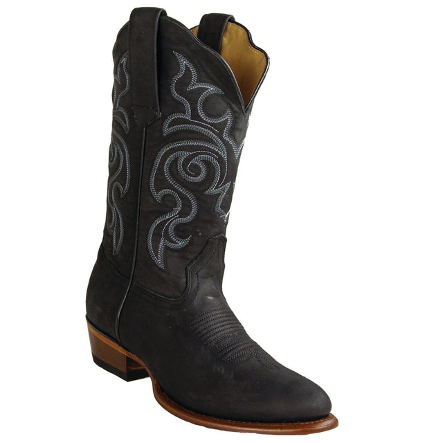 Los Altos Boots Boots Women's Genuine Crazy Leather Round Toe Boots Black Color - Los Altos Boots