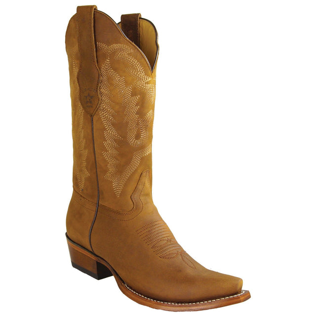 Los Altos Boots Boots Women's Genuine Crazy Leather Snip Toe Boots Tan Color - Los Altos Boots