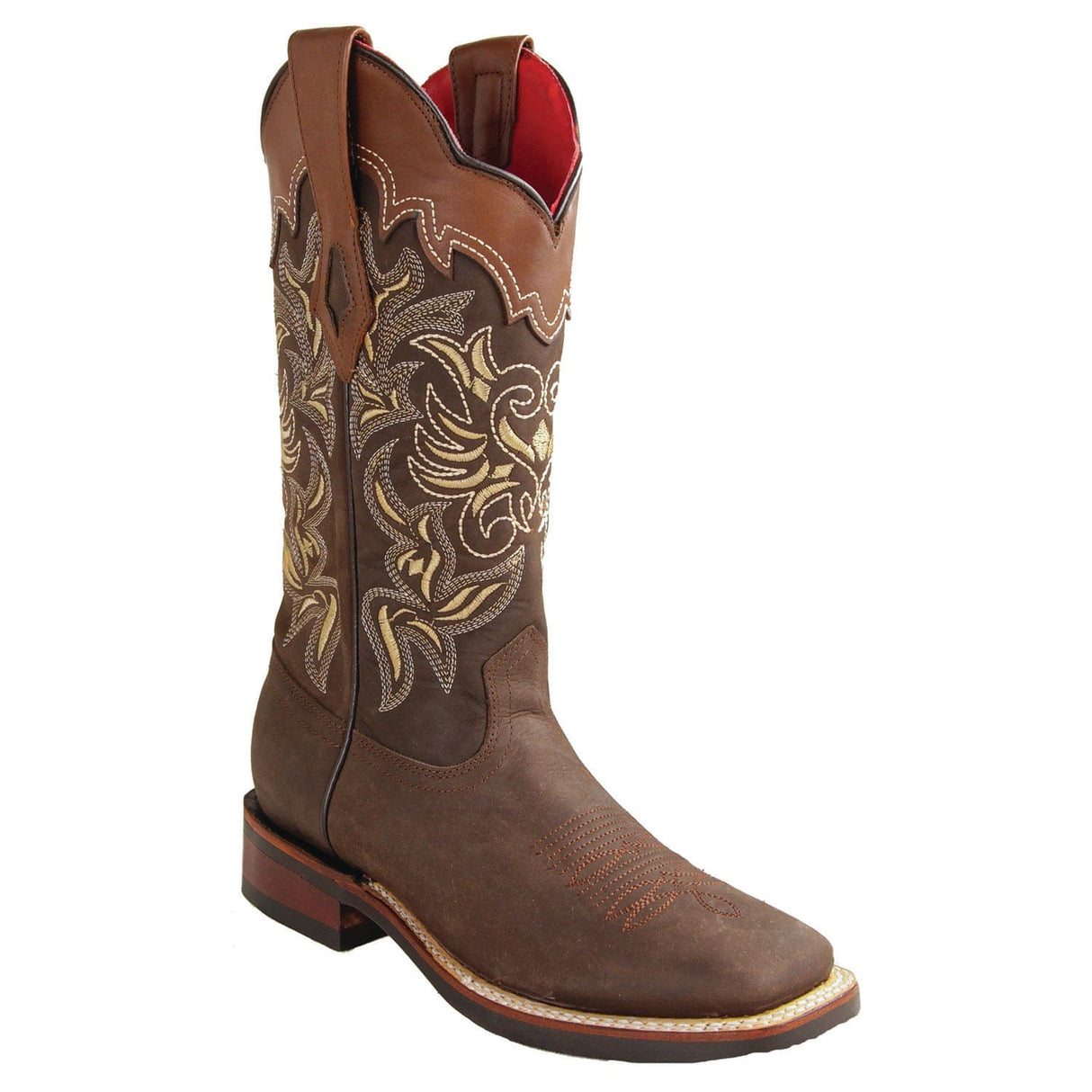 Los Altos Boots Boots Women's Genuine Crazy Leather Wide Square Toe Boots Brown Color - Los Altos Boots