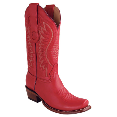Los Altos Boots Boots Women's Genuine Deer  Leather Dubai Square Toe Boots Red Color - Los Altos Boots