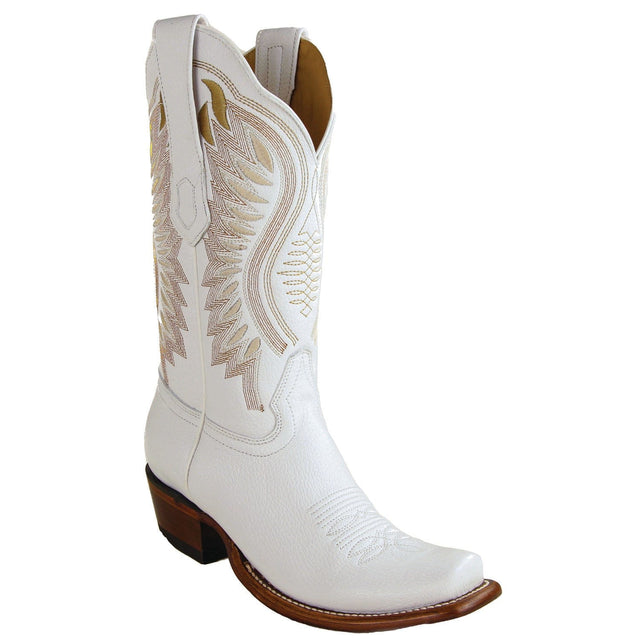 Los Altos Boots Boots Women's Genuine Deer Leather Dubai Square Toe Boots White Color - Los Altos Boots