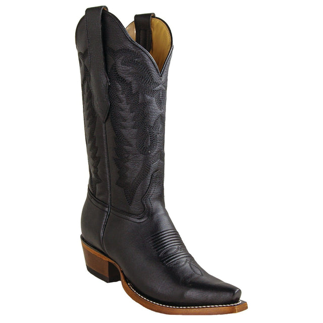 Los Altos Boots Boots Women's Genuine Deer Leather Snip Toe Boots Black Color - Los Altos Boots