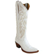 Los Altos Boots Boots Women's Genuine Deer Leather Snip Toe Tall Boots White Color - Los Altos Boots