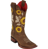 Los Altos Boots Boots Women's Genuine Leather Wide Square Toe Boots Tan Color - Los Altos Boots