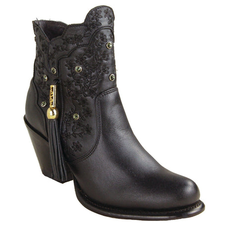 Los Altos Boots Boots Women´s Genuine Leather Ximena Round Toe Ankle Boots Black Color - Los Altos Boots