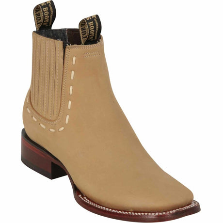 Women´s Genuine Nobuck Leather Wide Square Toe Ankle Boots Oryx Color - Los Altos Boots