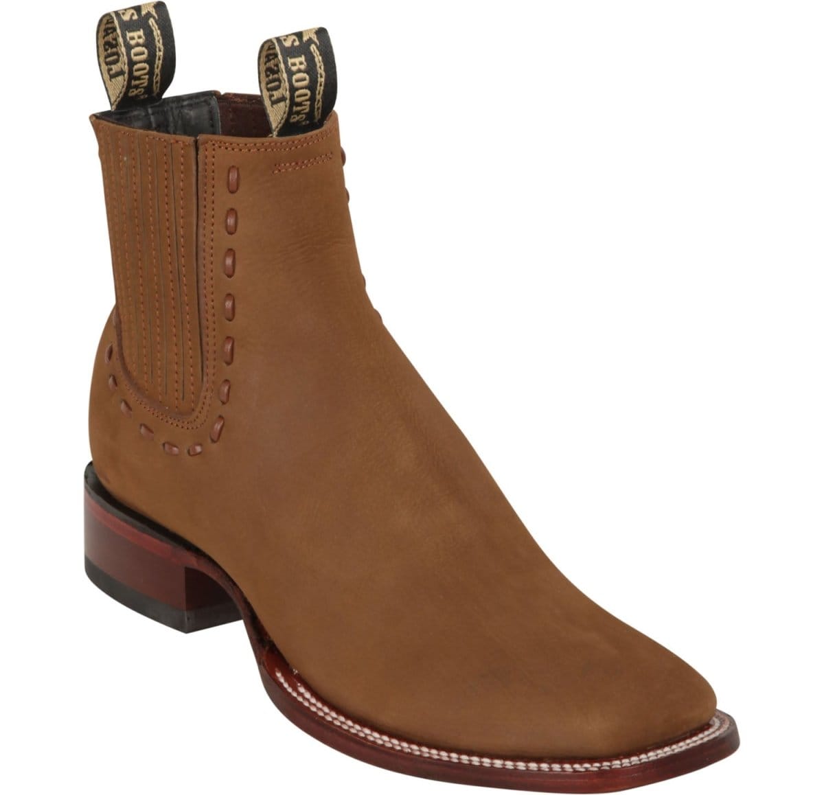 Women´s Genuine Nobuck Leather Wide Square Toe Ankle Boots Shedron Color - Los Altos Boots