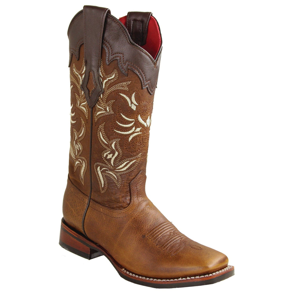 Los Altos Boots Boots Women's Genuine Rage Leather Wide Square Toe Boots Walnut Color - Los Altos Boots