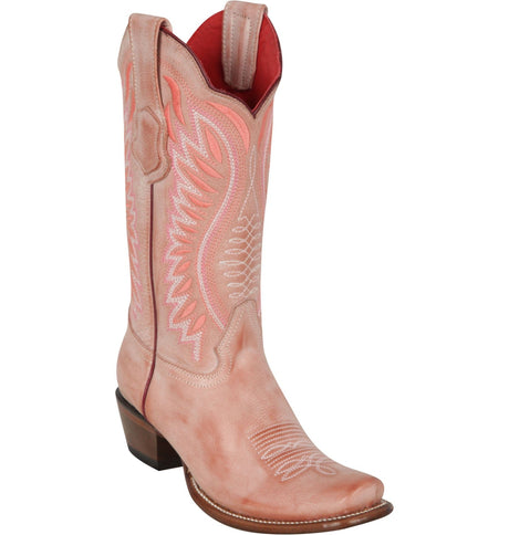Los Altos Boots Boots Women's Genuine Vintage Leather Dubai Square Toe Boots Pink Color - Los Altos Boots