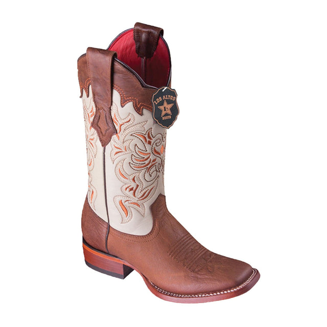 Los Altos Boots Boots Women's Genuine Volcano Leather Wide Square Toe Boots Brown Color - Los Altos Boots