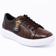 Men's Genuine Caiman Belly Skin Sneaker Casual Shoe Brown Color - Los Altos Boots - Side View