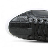 Los Altos Boots Shoes Men's Genuine Caiman Belly Skin and Leather Sneaker Casual Shoe Black Color - Los Altos Boots