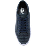 Los Altos Boots Shoes Men's Genuine Caiman Belly Skin and Leather Sneaker Casual Shoe Navy Color - Los Altos Boots