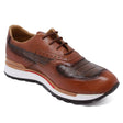 Los Altos Boots Shoes Men's Genuine Caiman Belly Skin and Leather Tennis Casual Shoes Faded Brown Color - Los Altos Boots