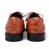 Los Altos Boots Shoes Men's Genuine Caiman Belly Skin Dress Shoes Cognac Color - Los Altos Boots
