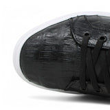Los Altos Boots Shoes Men's Genuine Caiman Belly Skin Sneaker Casual Shoe Black Color - Los Altos Boots