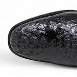 Los Altos Boots Shoes Men's Genuine Caiman Hornback Skin Dress Shoes Black Color - Los Altos Boots
