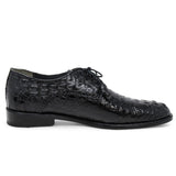 Los Altos Boots Shoes Men's Genuine Caiman Hornback Skin Dress Shoes Black Color - Los Altos Boots