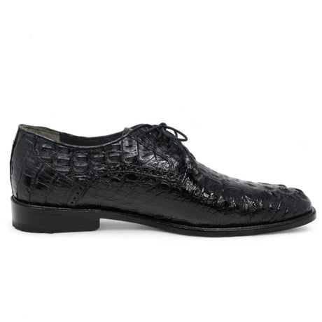 Los Altos Boots Shoes Men's Genuine Caiman Hornback Skin Dress Shoes Black Color - Los Altos Boots