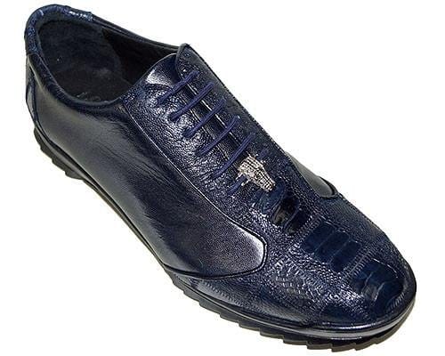 Los Altos Boots Shoes Men's Genuine Ostrich Leg Skin Casual Shoes Navy Blue Color - Los Altos Boots