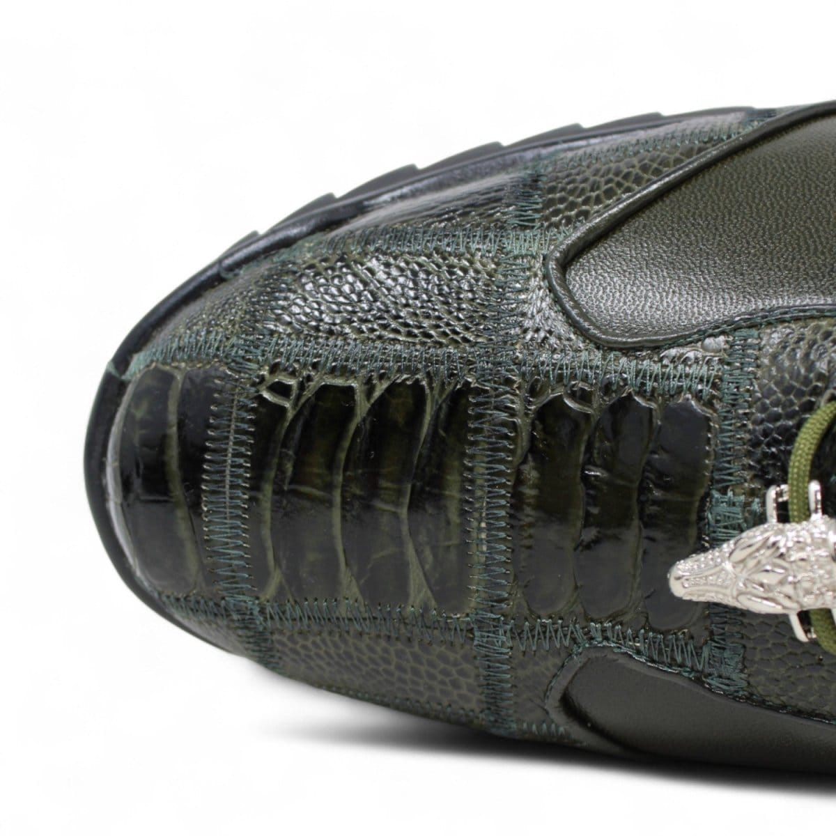 Los Altos Boots Shoes Men's Genuine Ostrich Leg Skin Casual Shoes Olive Green Color - Los Altos Boots