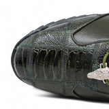 Los Altos Boots Shoes Men's Genuine Ostrich Leg Skin Casual Shoes Olive Green Color - Los Altos Boots