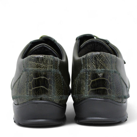 Los Altos Boots Shoes Men's Genuine Ostrich Leg Skin Casual Shoes Olive Green Color - Los Altos Boots
