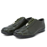 Los Altos Boots Shoes Men's Genuine Ostrich Leg Skin Casual Shoes Olive Green Color - Los Altos Boots