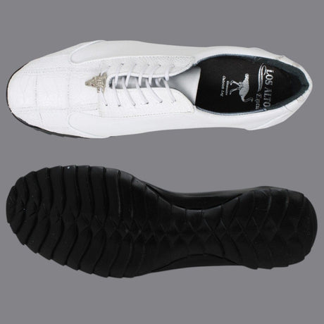 Los Altos Boots Shoes Men's Genuine Ostrich Leg Skin Casual Shoes White Color - Los Altos Boots