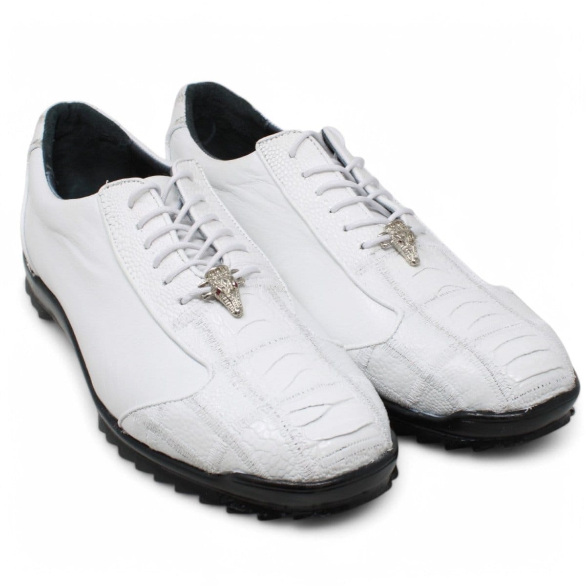 Los Altos Boots Shoes Men's Genuine Ostrich Leg Skin Casual Shoes White Color - Los Altos Boots