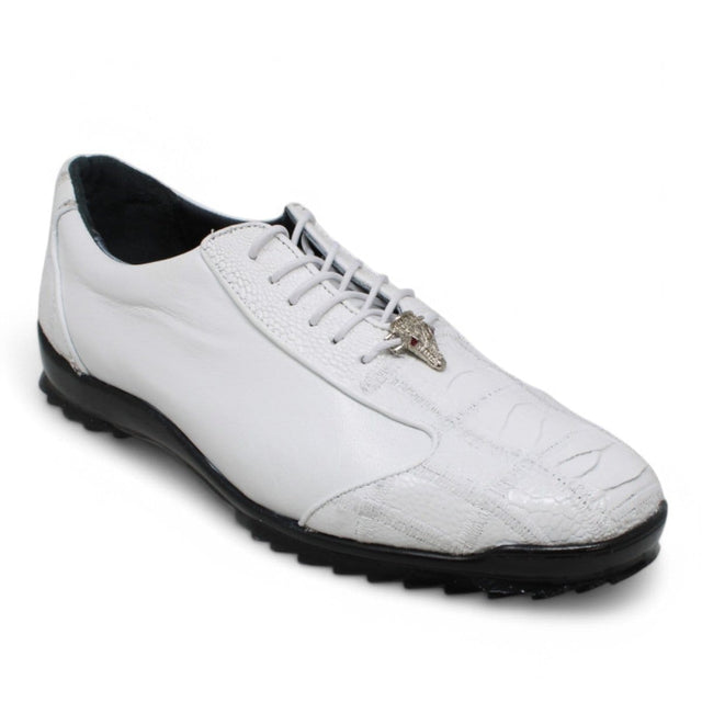 Los Altos Boots Shoes Men's Genuine Ostrich Leg Skin Casual Shoes White Color - Los Altos Boots
