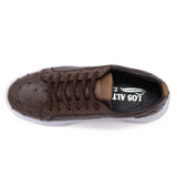 Los Altos Boots Shoes Men's Genuine Ostrich Skin and Leather Sneaker Casual Shoe Brown Color - Los Altos Boots