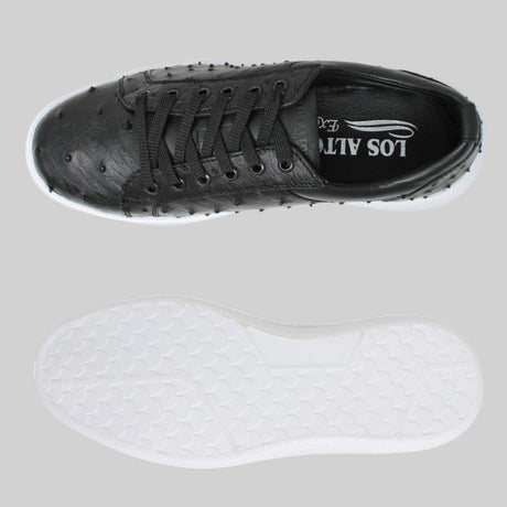 Los Altos Boots Shoes Men's Genuine Ostrich Skin Sneaker Casual Shoe Black Color - Los Altos Boots