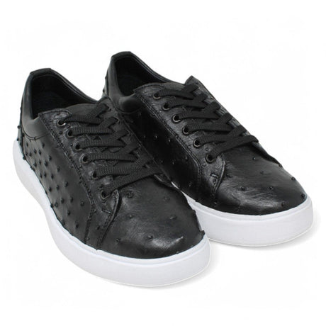 Los Altos Boots Shoes Men's Genuine Ostrich Skin Sneaker Casual Shoe Black Color - Los Altos Boots