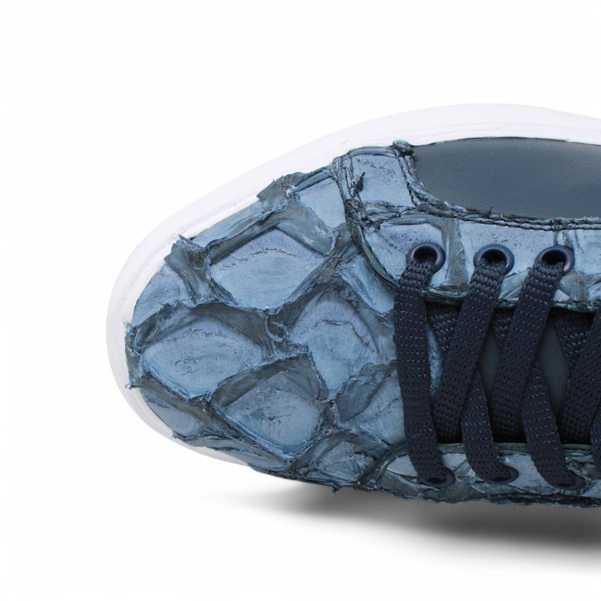 Los Altos Boots Shoes Men's Genuine Piraruccu Skin and Leather Sneaker Casual Shoes Denim Blue Color - Los Altos Boots