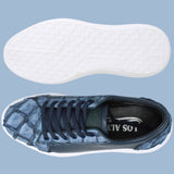 Los Altos Boots Shoes Men's Genuine Piraruccu Skin and Leather Sneaker Casual Shoes Denim Blue Color - Los Altos Boots
