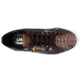 Los Altos Boots Shoes Men's Genuine Python Skin and Leather Sneaker Casual Shoe Rustic Brown Color - Los Altos Boots